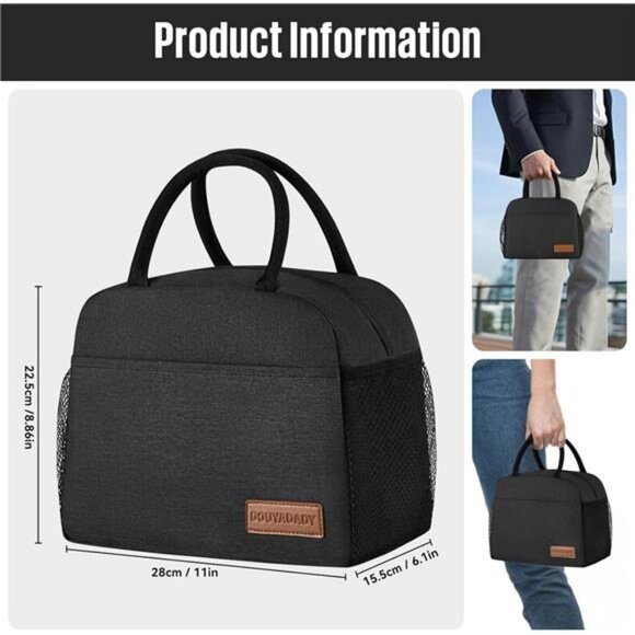 Insulated Lunch Bag Large Reusable Cooler Tote for Women Men Work Picnic Travel - Picture 2 of 7